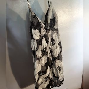 Black and white flower print spaghetti strap dress